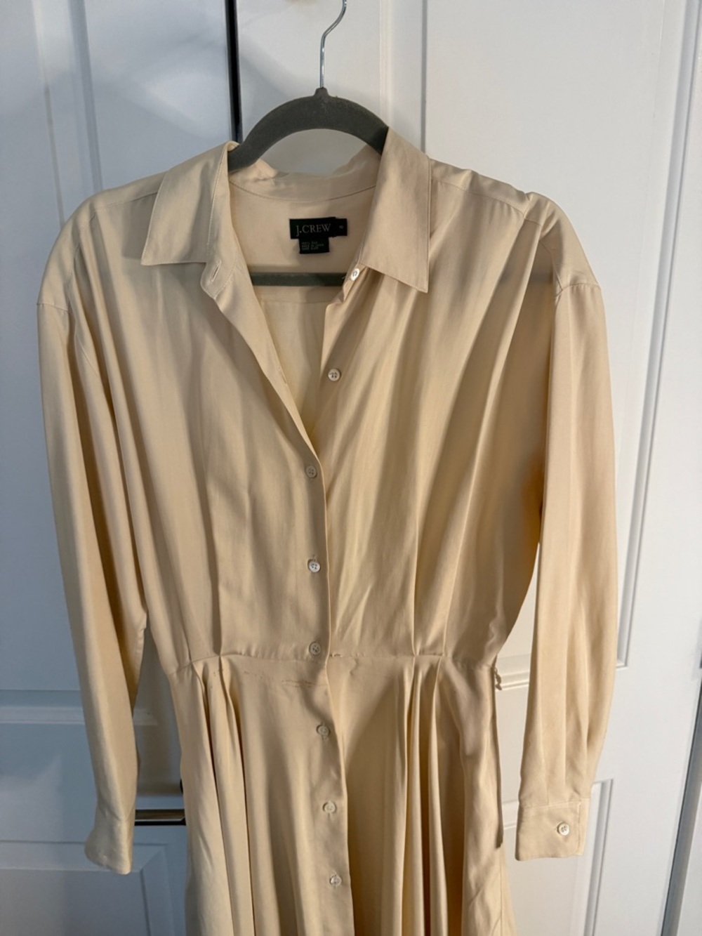 J. Crew 100% Silk Cream Button-Front Maxi Shirt Dress - Picture 2 of 7